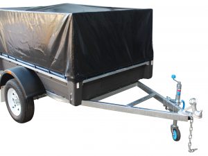 FIXKIT Trailer tarpaulin high tarpaulin with rubber belt for car trailer 2100x1140x880 mm Blue 